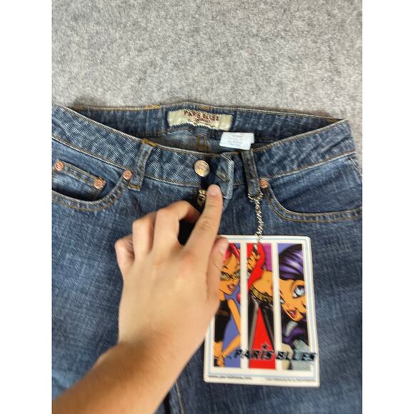 VINTAGE Paris Blues Jeans Womens 3 Blue Denim Low Rise Flared Y2K Deadstock NWT - Picture 4 of 8